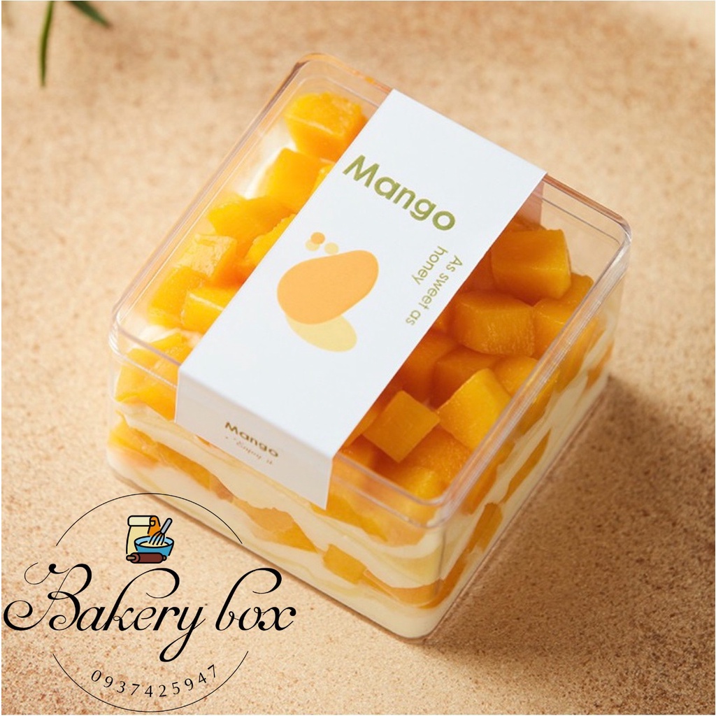 Set 20 | Hộp Mousse Vuông Y04 Đựng Bánh Lạnh Panna Cotta - Cookie - Tiramisu