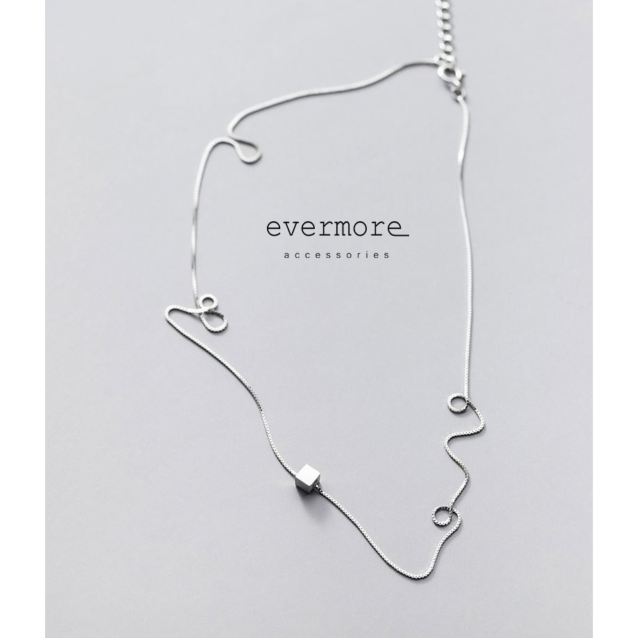 Dây chuyền bạc EVERMORE, vòng cổ bạc hình vuông nhỏ lập phương minimalist, thanh lịch EVERMORE - D024