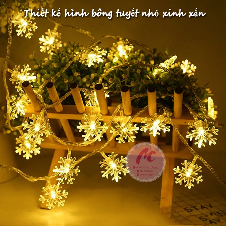 Dây đèn led 15 bông tuyết trang trí decor nhà cửa - dây đèn 3,2m cắm điện,đèn giáng sinh hình ngôi sao, bông tuyết_ 0111