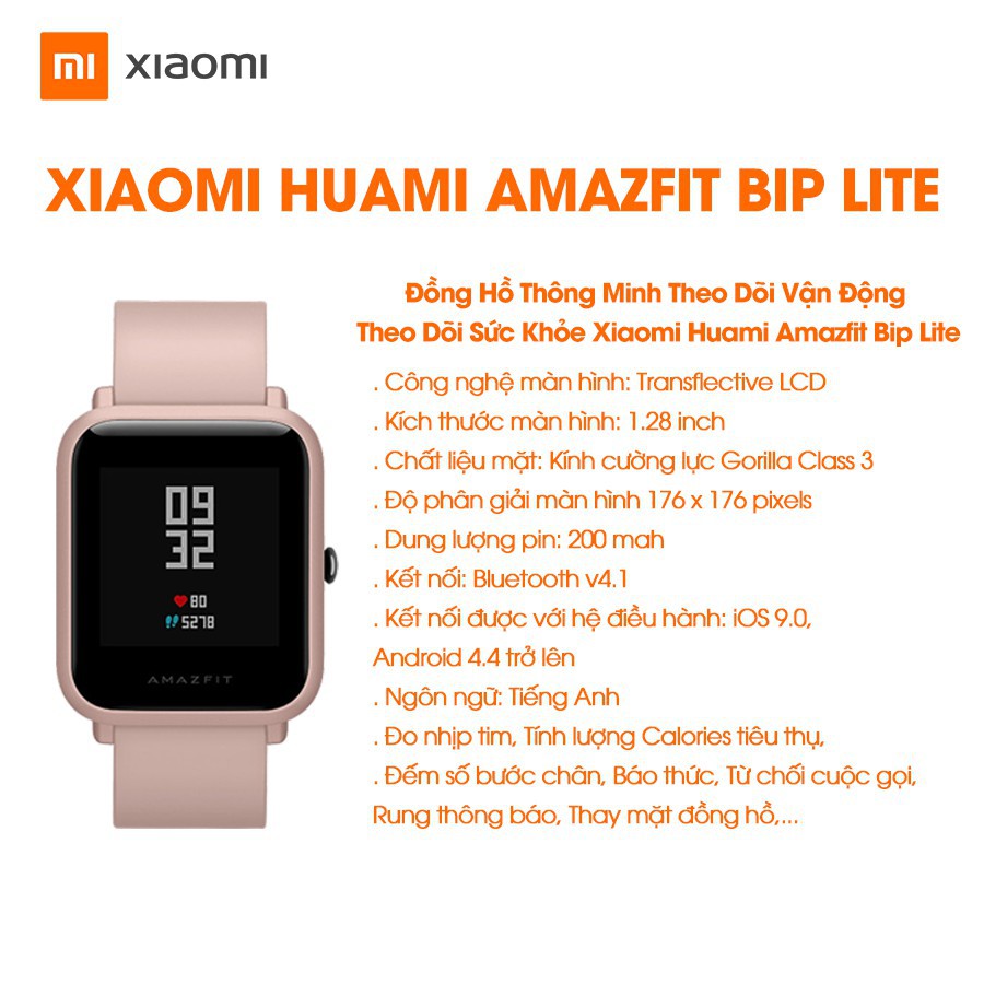 Đồng hồ thông minh Xiaomi Huami Amazfit Bip Lite (Global Version) - BH 12 tháng