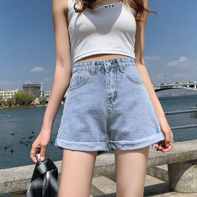 [LININ] Quần Short Denim Lưng Cao Dáng Rộng Phong Cách Mới Dễ Phối Đồ Uốn Xoăn Cho Nữ