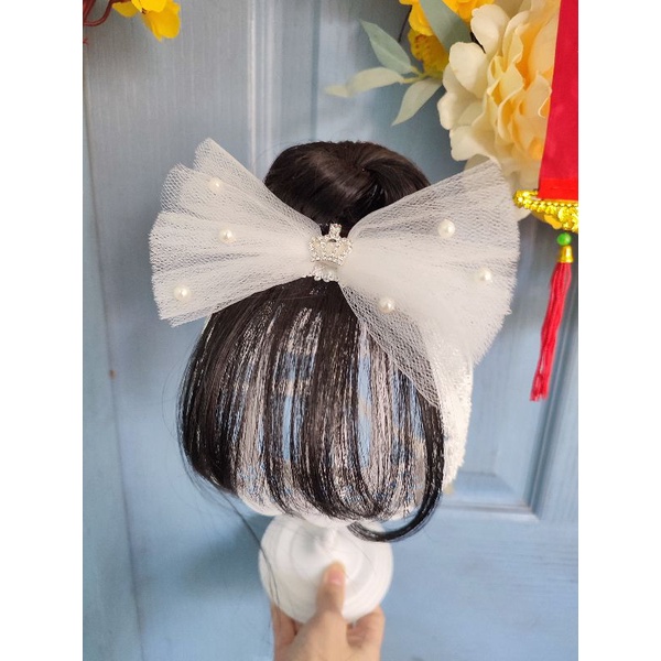 Băng đô nơ lưới vương miệng nhí xinh cho bé