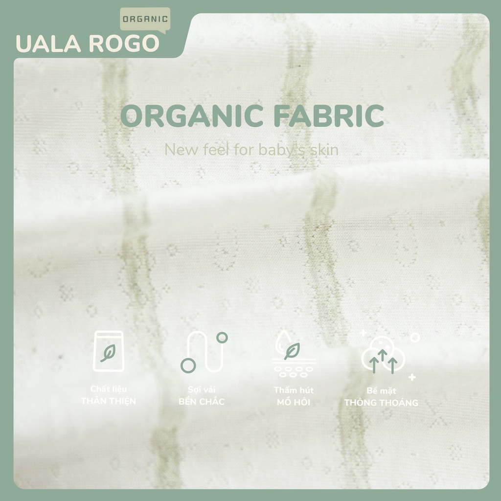 Bộ quần áo dài tay Organic UalaRogo có túi 3 màu mềm mịn cho bé 6 thán