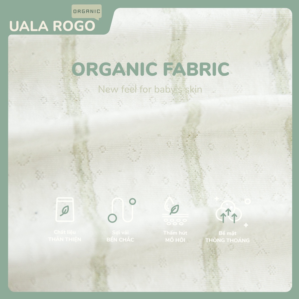 Bộ sơ sinh dài tay Ualarogo 0-9 tháng cúc giữa cổ tròn vải cotton thấm hút co giãn 3973