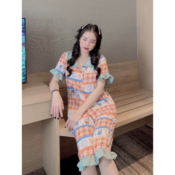 ĐỒ bộ pizama mango - phom lửng 🌼🌼🌱cổ bèo tiểu thư nhiều họa tiết xinh dễ thương