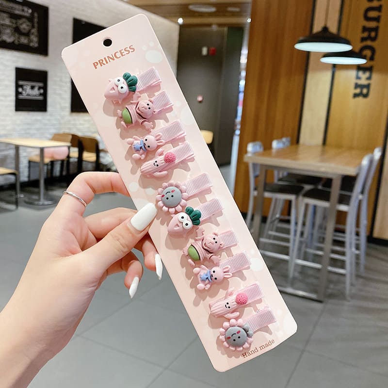 Set 10 Kẹp Tóc Hình Trái Cây Hoạt Hình Dễ Thương Cho Bé Gái