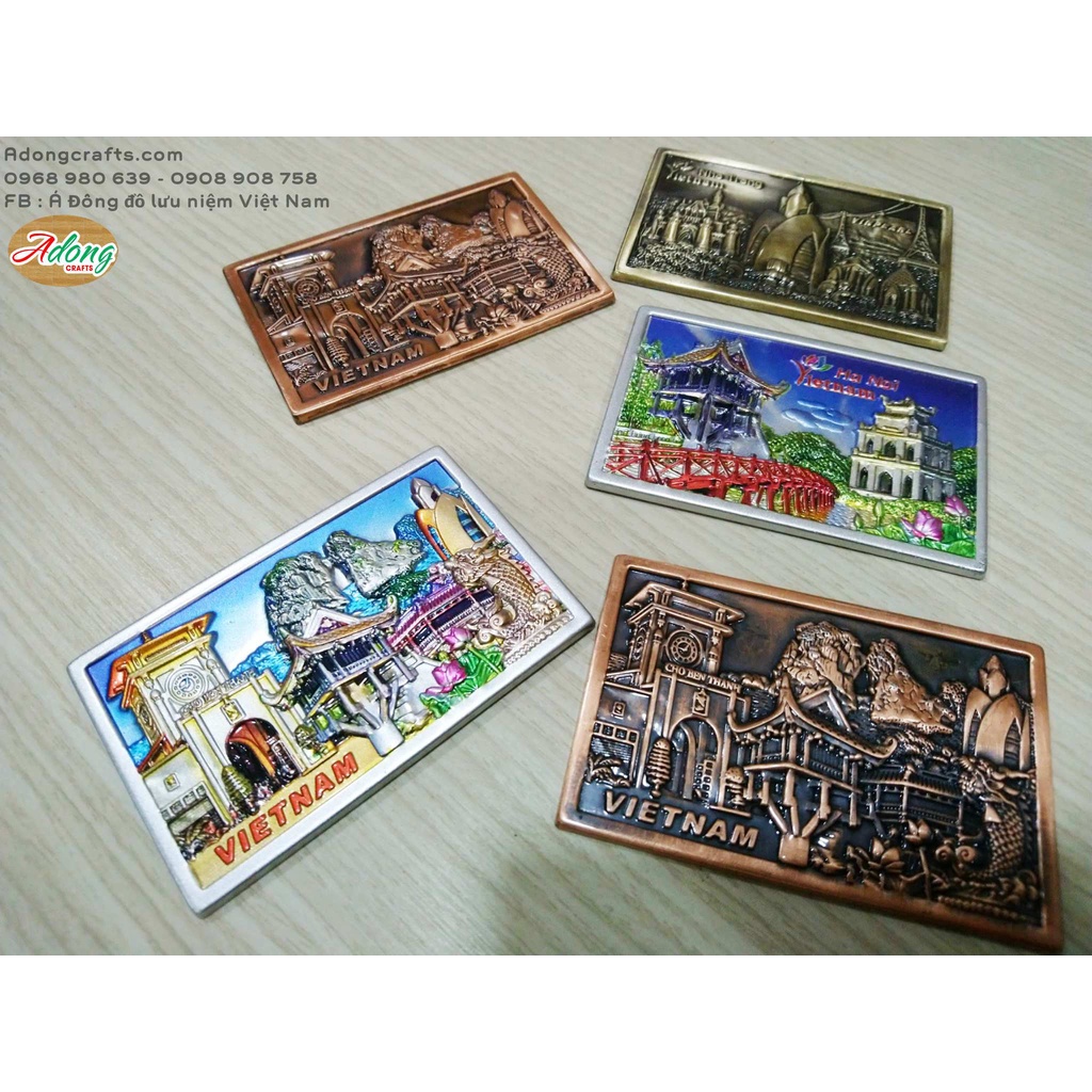 Magnet kim loại 2 D nổi cảnh địa danh Việt Nam -Hít nam châm trang trí tủ lạnh  quà tặng lưu niệm Việt Nam