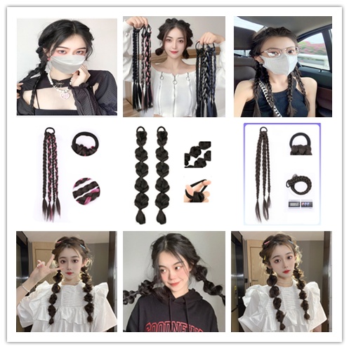 1 Dây Buộc Tóc Đuôi Ngựa Dạng Đèn Lồng Nhiều Màu Sắc Phong Cách Hàn Quốc Qipin Dành Cho Bạn Nữ Hóa Trang tóc giả