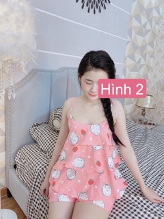 Đồ mặc nhà đùi thô lụa phối ren siêu xinh