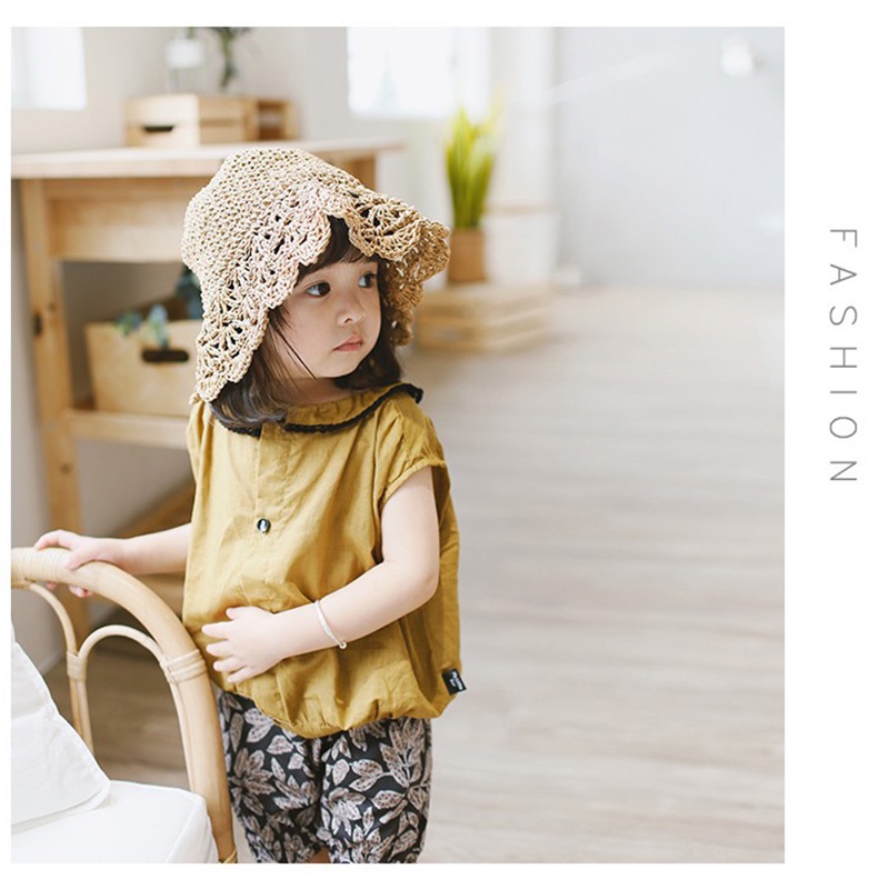 Mũ nón rơm cho bé gái đi chơi, đi du lịch 2-6 tuổi