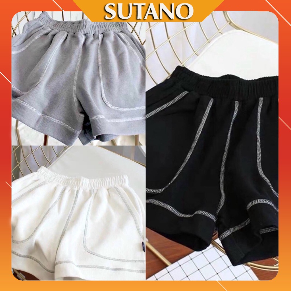 Quần Short  đùi nữ chỉ nổi SUTANO chạy viền dáng suông, thun trơn nhiều màu Q400