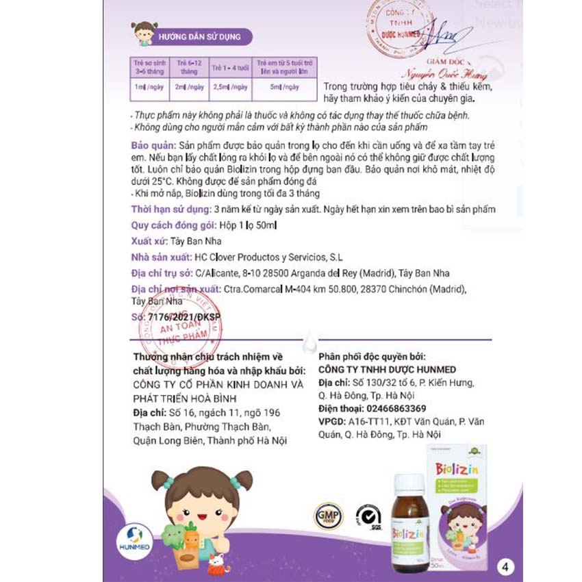 Biolizin bổ sung kẽm, lysine & vitamin B6 cho cơ thể 50ml - Tăng cường sức đề kháng - Thuocviet24h