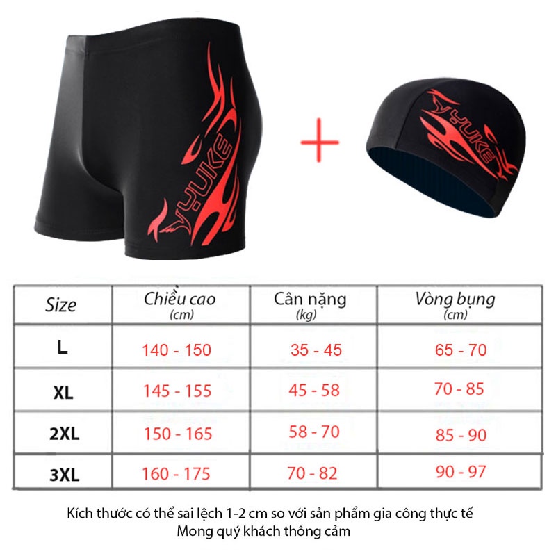 Quần Bơi Nam YUKE Ngắn Co Dãn 4 Chiều Kèm Mũ Bơi Cao Cấp, Quần Bơi Nam Nhanh Khô Thoáng Khí SG111