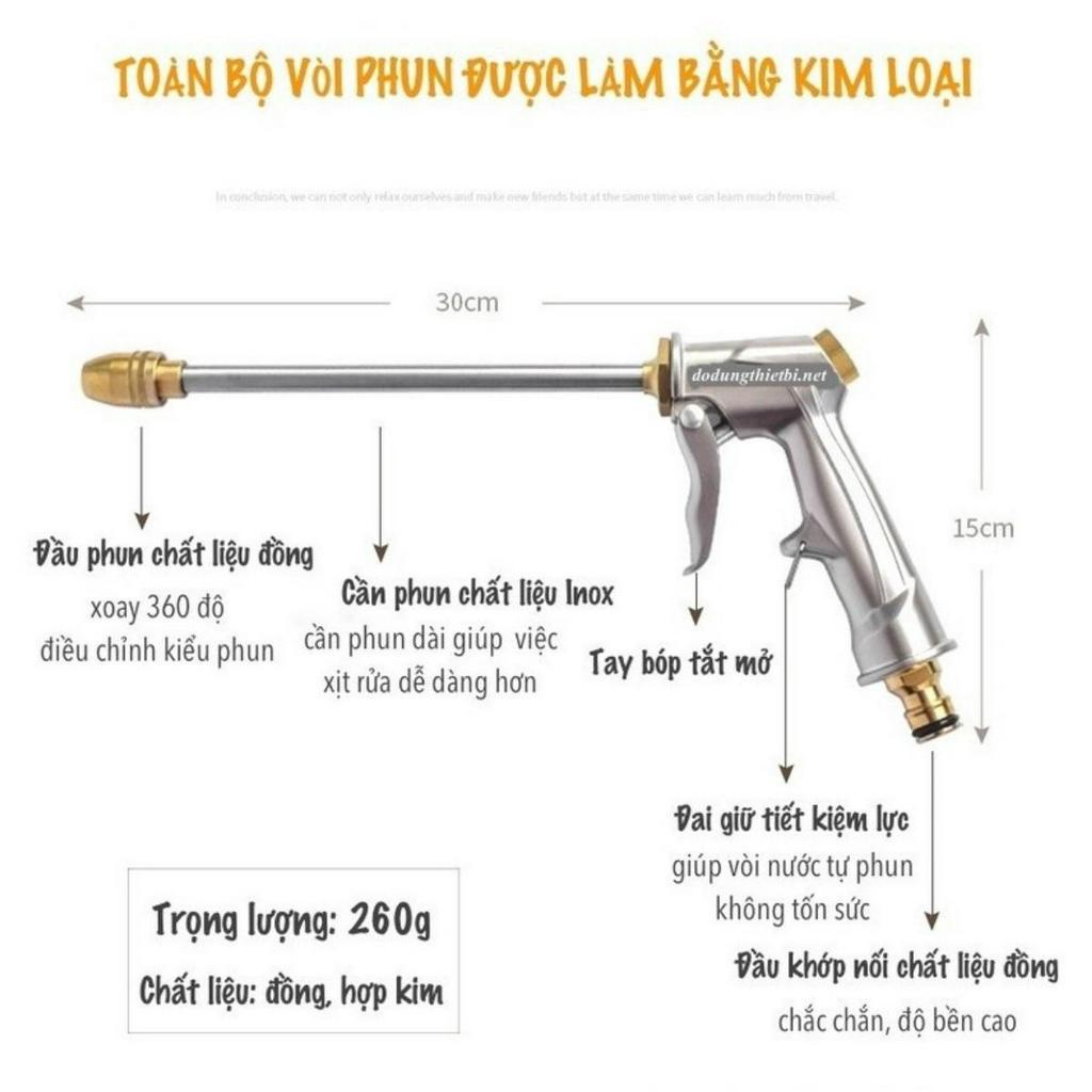 Súng phun tưới cây, rửa xe đa năng chỉnh nhiều chế độ phun lioking