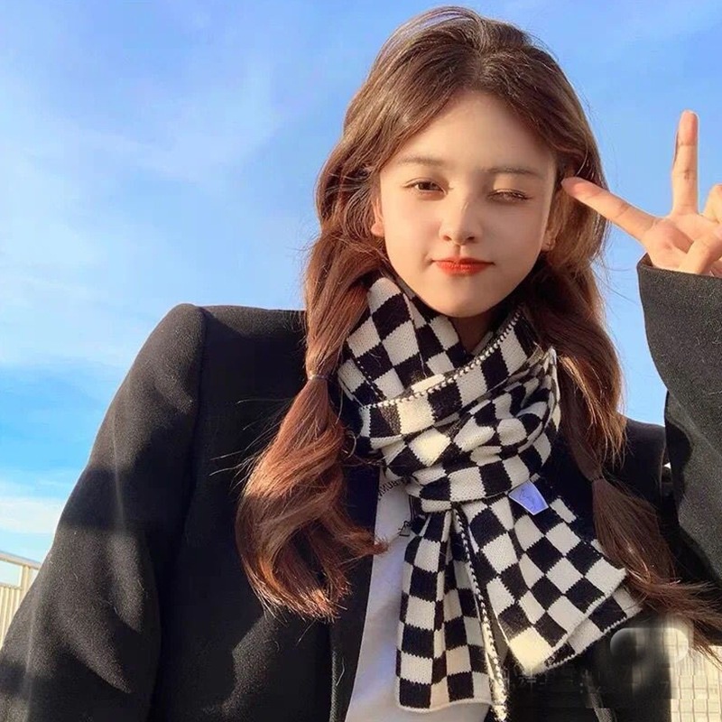 Khăn choàng cổ dệt kim kẻ sọc mềm mại giữ ấm mùa thu đông cho nam và nữ