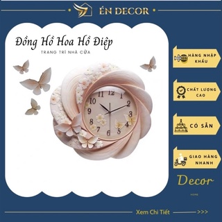 Đồng Hồ Treo tường, Đồng Hồ Trang Trí, Hoa Hồng Hồ Điệp Cao Cấp, Kim Trôi, nghệ thuật, Én Decor