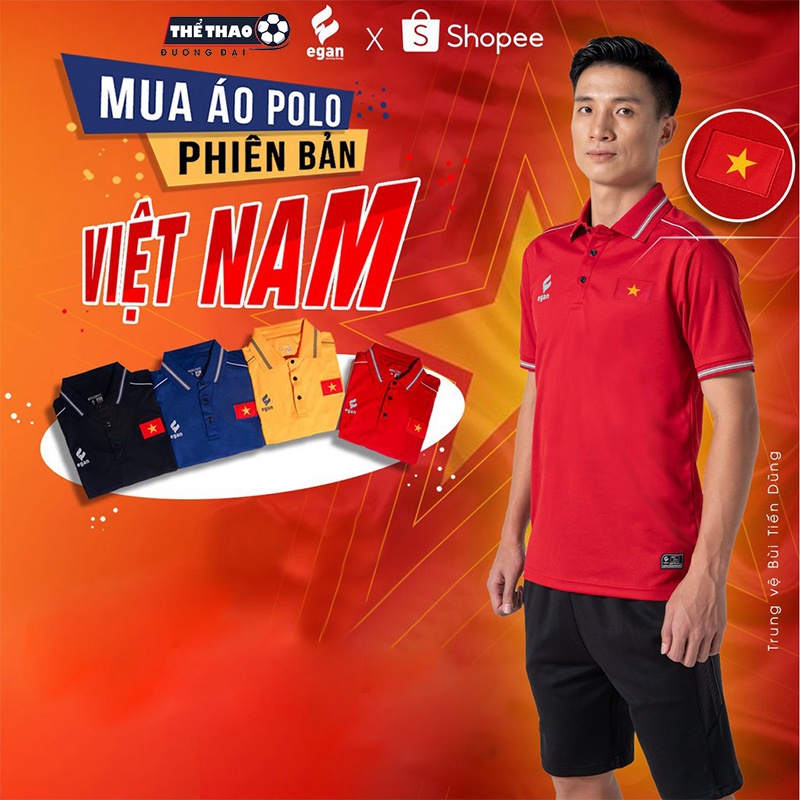 Áo Polo Thể Thao Việt Nam Thể Thao Chống Tia UV Egan 03 Phiên Bản Đắc Biệt Có Lá Cờ Việt Nam