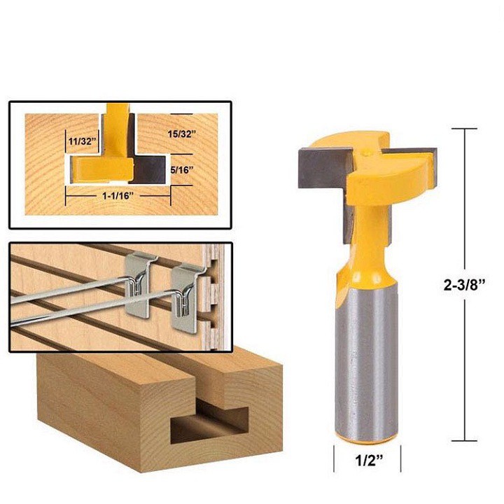 Mũi soi gỗ rãnh chữ T - Mũi phay gỗ cốt 12ly7