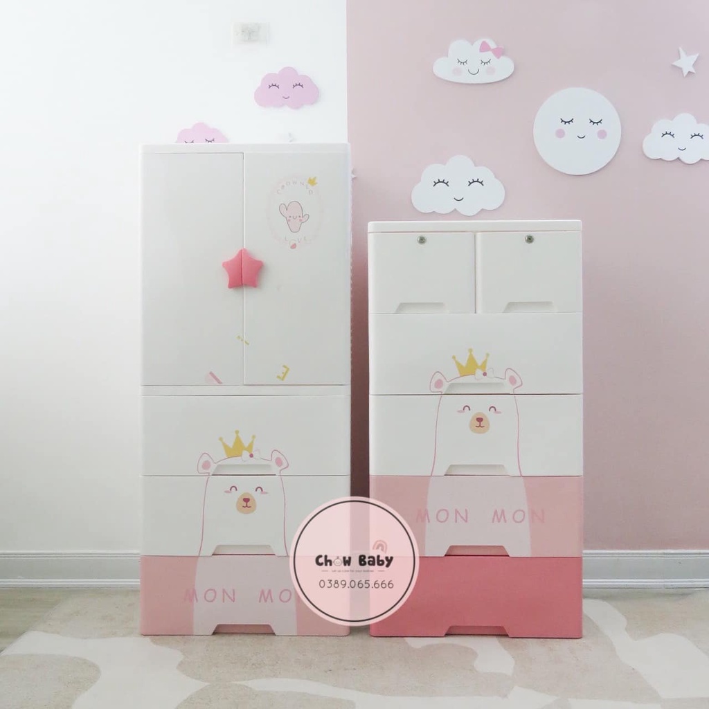 Tủ Treo Đồ 4 Tầng MonMon Gấu Vương Miện