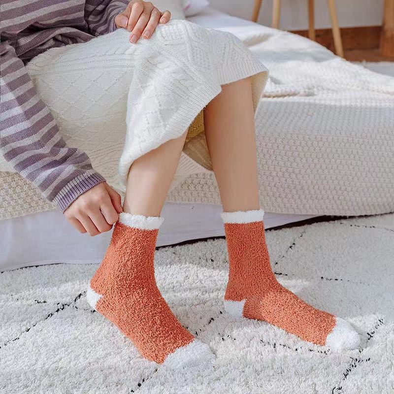 TLB10 Tất len bông tất lông cừu chất dày giữ ấm trơn họa tiết