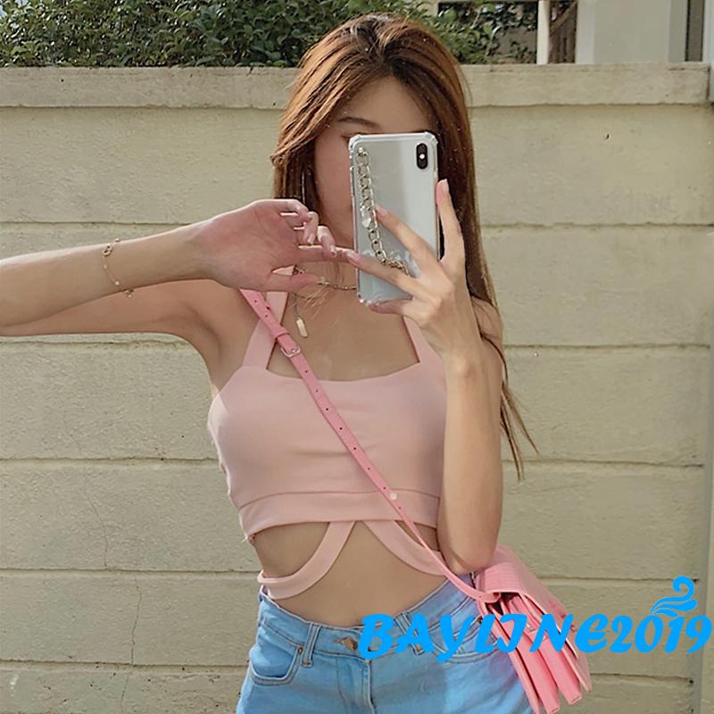 Áo Croptop Dệt Kim Hai Dây Màu Sắc Thời Trang Mùa Hè Cho Nữ