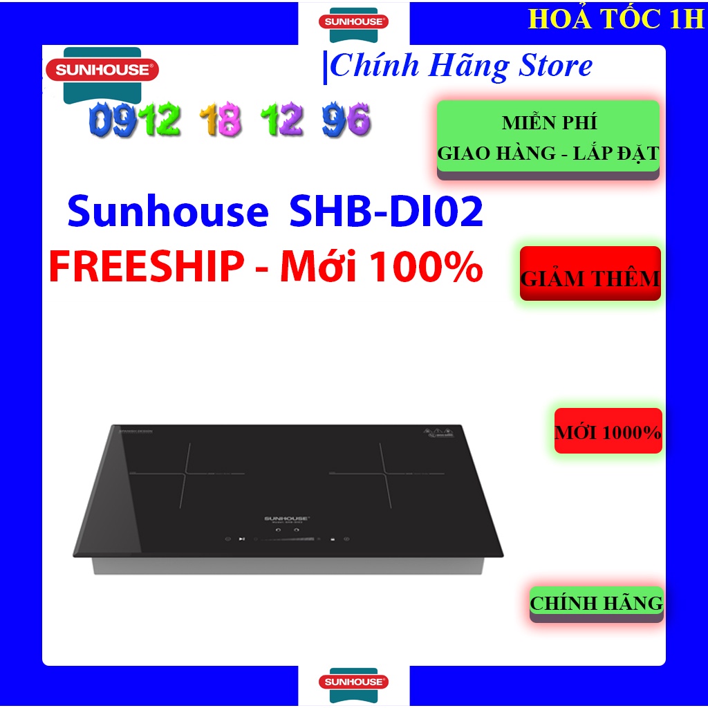 Bếp đôi điện từ SUNHOUSE SHB-DI02, Bảo hành chính hãng 3 năm