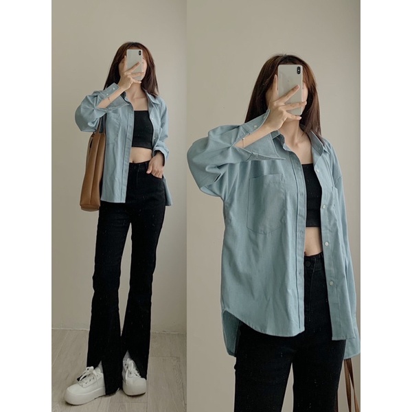Áo sơ mi linen túi ngực 643