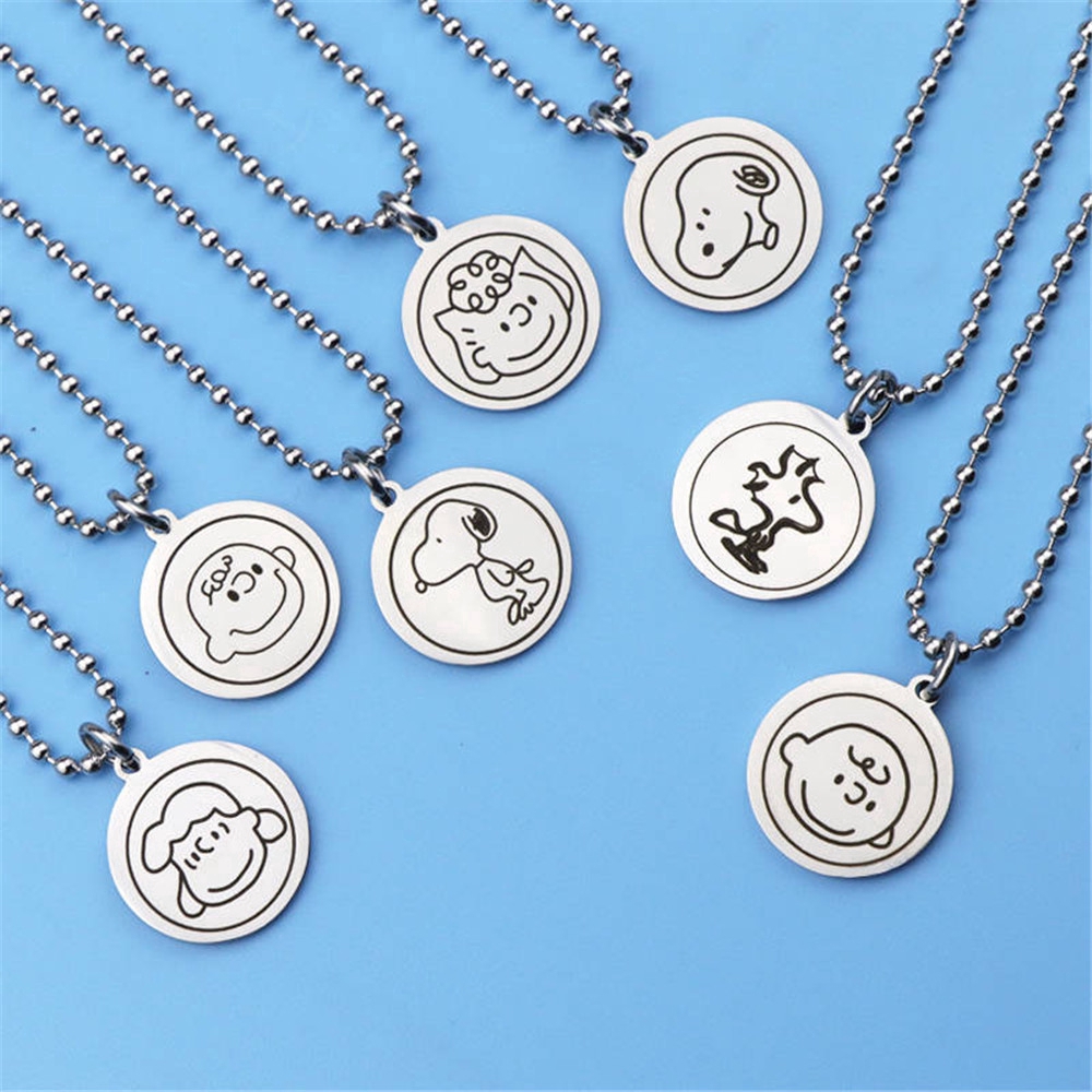 Dây Chuyền Mặt Tròn In Hình Snoopy Charlie Dễ Thương