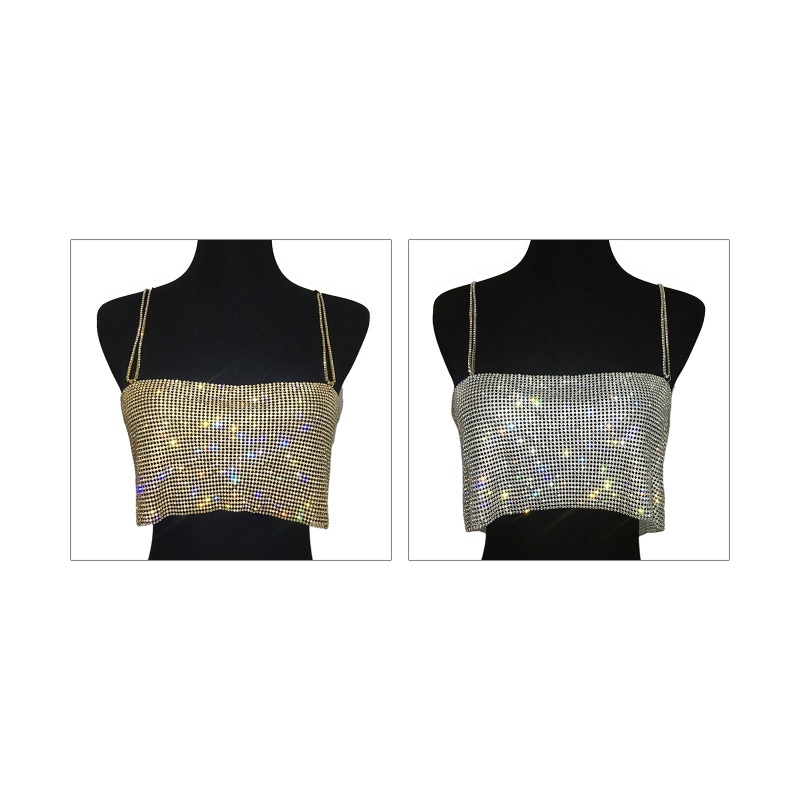 Áo ngắn croptop hở lưng đính đá lấp lánh màu sắc quyến rũ dành cho nữ