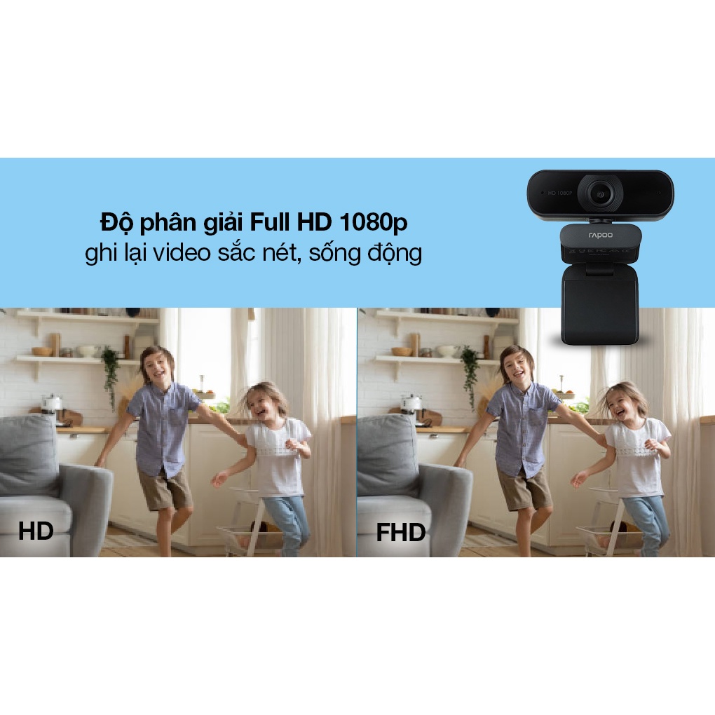 Webcam Học và Làm Việc Trực Tuyến Rapoo C260 FullHD 1080p - Chính Hãng BH Toàn Quốc