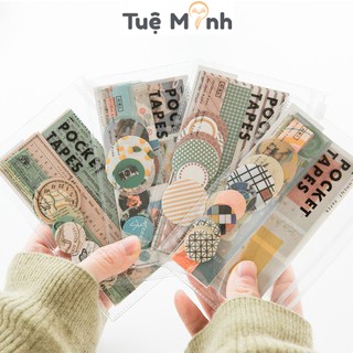 Set túi zip 40 tờ ảnh giấy dán phong cách Vintage trong trẻo, Bộ Sticker trang trí sổ Tuệ Minh