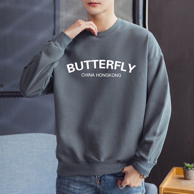 Áo nỉ dài tay cổ tròn in chữ thời trang nam tính