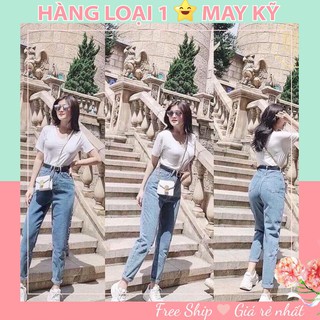 Quần jean baggy xanh trơn basic - quần jean nữ mã oh13