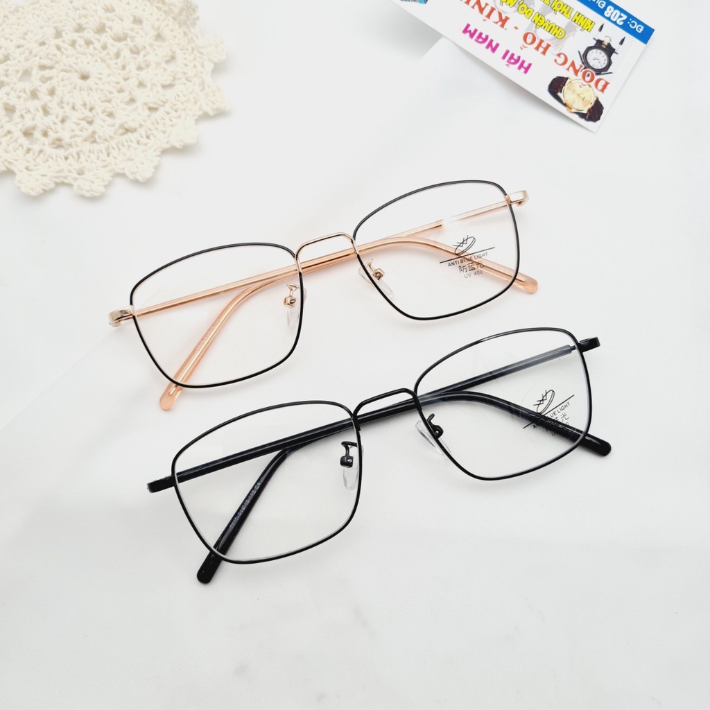 Gọng kính cận nam nữ Hainam Eyewear kim loại, mắt vuông, nhiều màu Y8818