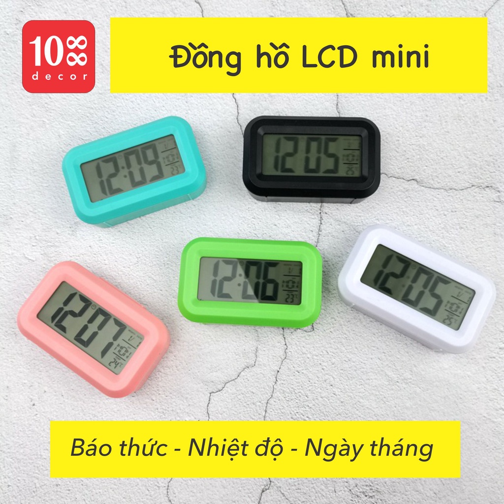 Đồng hồ điện tử để bàn LCD mini - có báo thức, nhiệt độ, ngày tháng ( tặng kèm pin AAA)