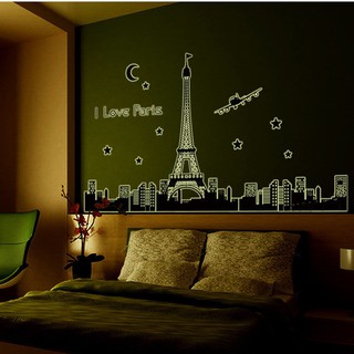Miếng Dán Tường Hình Tháp Eiffel Hiệu Ứng Dạ Quang