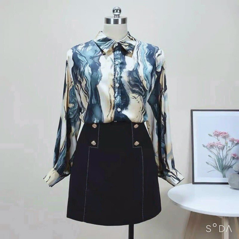 Áo sơ mi nữ dáng suông, Áo nữ Thiết Kế chất lụa hàn mềm mịn Xưởng May Trinh Kiều | BigBuy360 - bigbuy360.vn