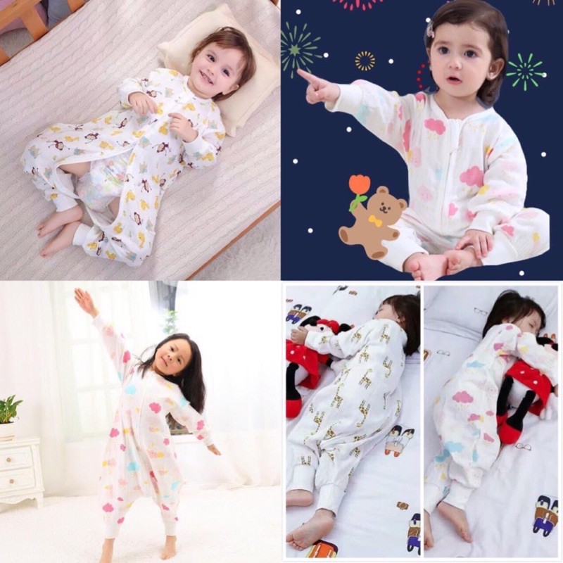 Kids_mart: Bộ túi ngủ xô cotton mùa hè thu, nằm điều hoà