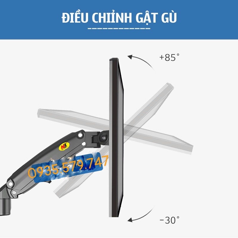 Giá Treo Màn Hình NB H160 17 - 27 Inch / Tay Treo Hai Màn Hình H160 Kẹp Bàn - Xoay 360 Độ