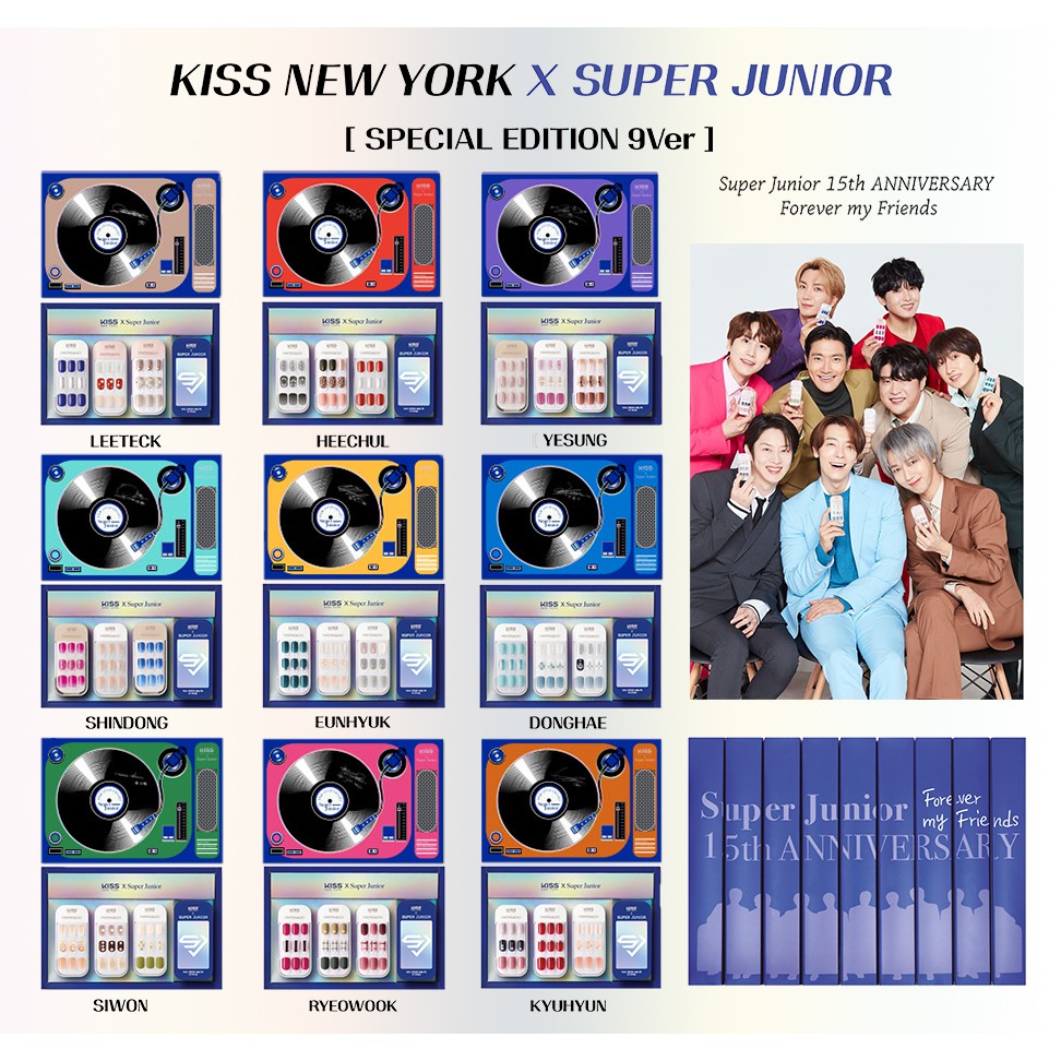 [KISS NEW YORK X SUPER JUNIOR] 15TH Anniversary Collab Set - Bộ Sản Phẩm Móng Tay - 4 Món