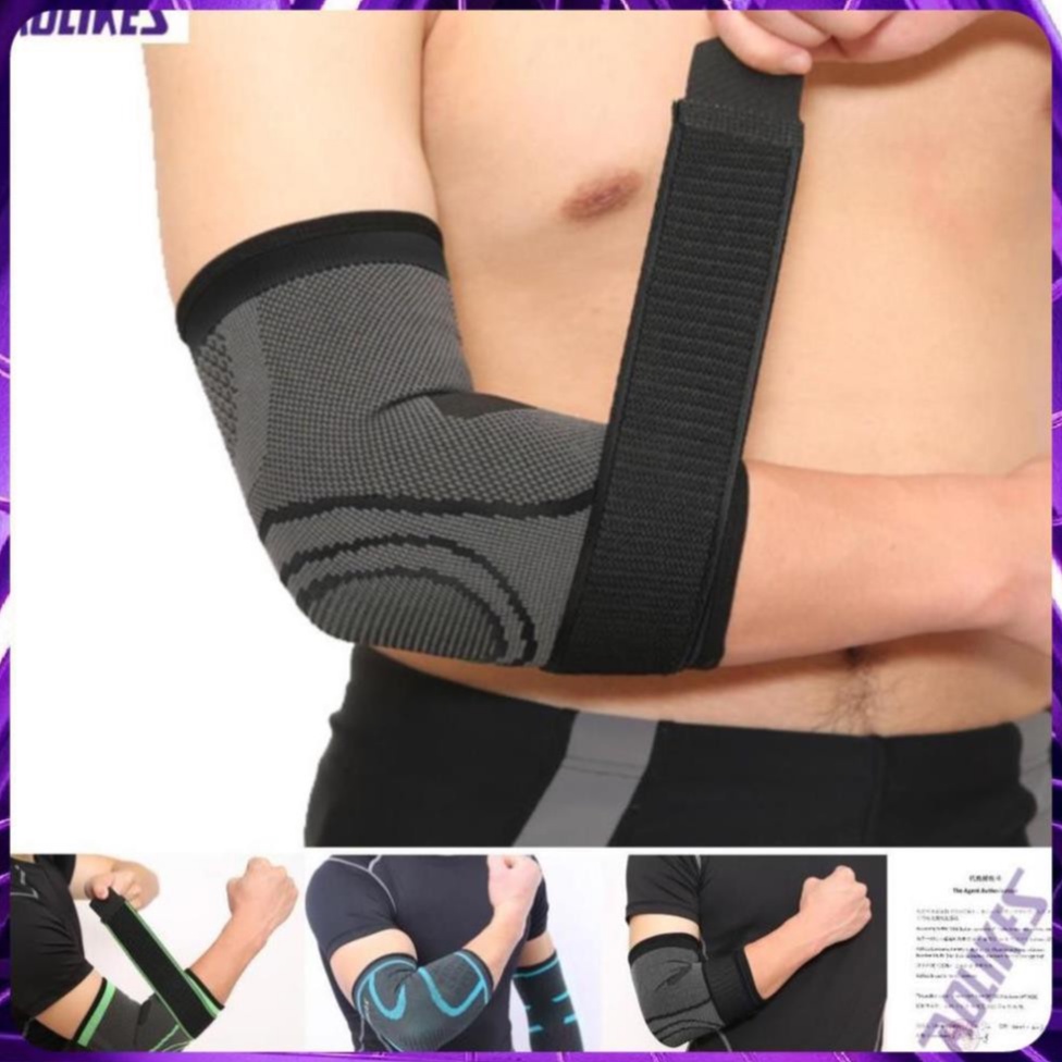 Băng Khuỷu Tay, Bảo Vệ Khuỷu Tay Tập Gym Aolikes 7547 - 7548 Tập Thể Thao, Tạ - Băng Khủy Tay Có Dây Quấn (1 đôi)