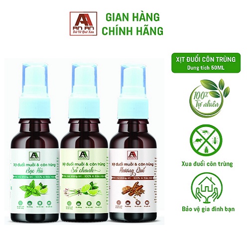 Xịt Tinh Dầu Đuổi Muỗi & Khử Mùi AN AN, Xịt Đuổi Côn Trùng Hương Bạc Hà/ Quế/ Sả Chanh 50 ml.