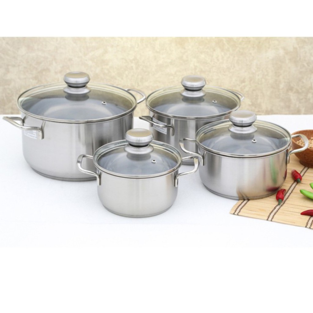 Bộ nồi Fivestar 4 chiếc vung kính đáy 3 lớp