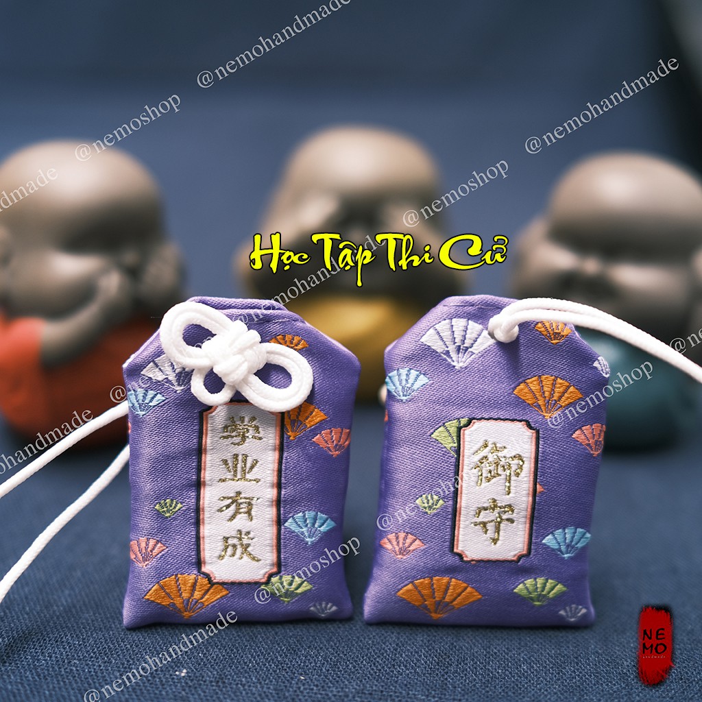 Túi Phước May Mắn Omamori Học Tập, Ước Nguyện, tặng Túi Bảo Vệ, tặng Đá Ngũ Sắc, tặng Hoa Oải Hương Nụ Khô - OM2MXT