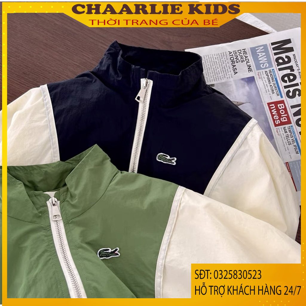 Áo Khoác Lacos Cho Bé, Áo Gió 2 Lớp Dài Tay Thu Đông Bé Trai Bé Gái Từ 8kg đến 32kg - Thời Trang Trẻ Em Chaarlie Kids