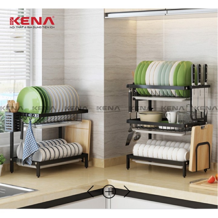 Kệ úp chén bát 3 tầng kèm khay hứng nước tiện ích KENA KN135-3 Hàng Việt Nam chất lượng cao | BigBuy360 - bigbuy360.vn