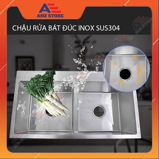 Chậu rửa bát ( chậu rửa chén) Inox SuS 304/2B - Đúc nguyên khối - VIAS - VA8245 - Tặng rổ rút đựng trái cây