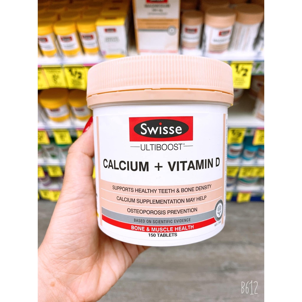 Viên uống hỗ trợ xương chắc khỏe loãng xương bổ sung canxi Úc Swisse Ultiboost Calcium + Vitamin D HSD Xa
