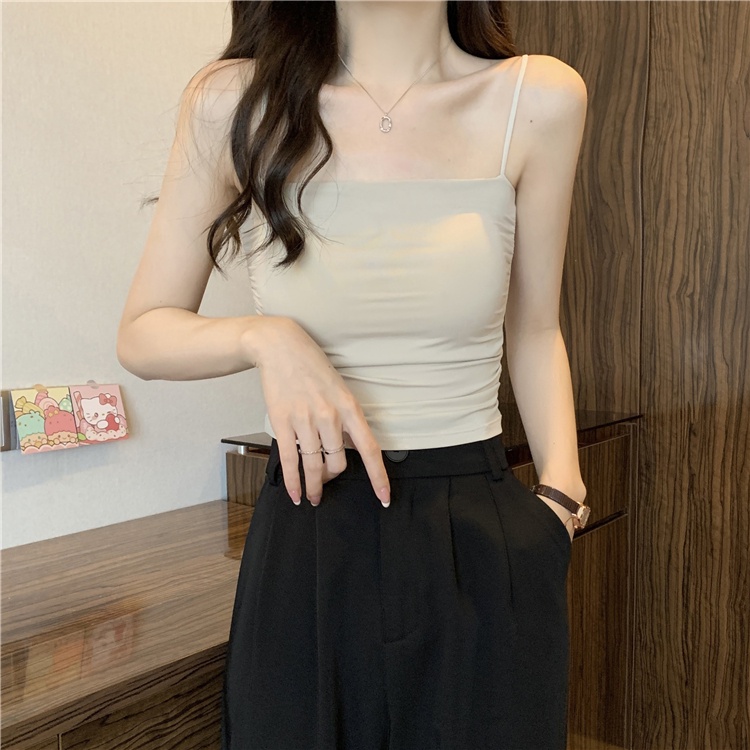 Áo croptop XIAOZHAINV hai dây màu sắc đa dạng phong cách Hàn Quốc 5 màu tùy chọn