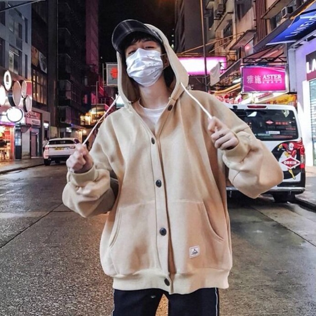 _Áo khoác hoodie phối cúc siêu dày